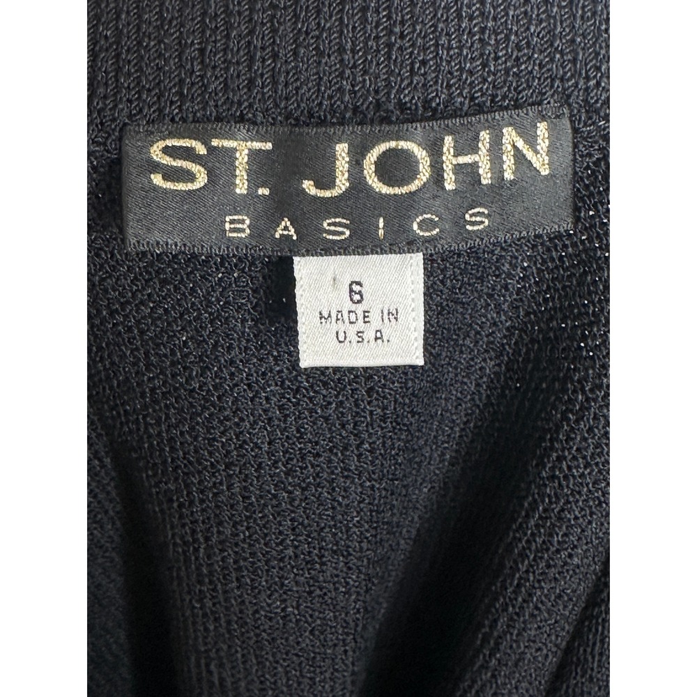 St. John Basics Knit Skirt 6 Navy Blue Santana Knit Elastic Waist Pencil Career - Picture 3 of 6